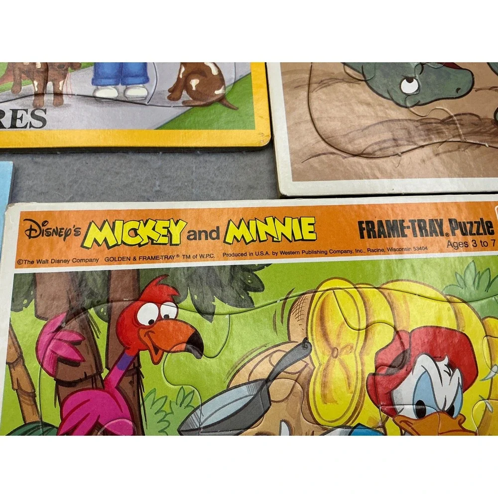 Disney Puzzle Patch Vintage Frame Tray Puzzle Lot 80s 90s Mickey Minnie 8pc Set